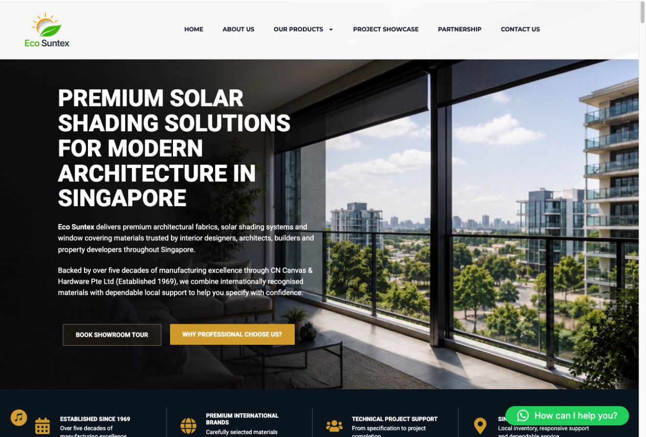Eco Suntex website homepage